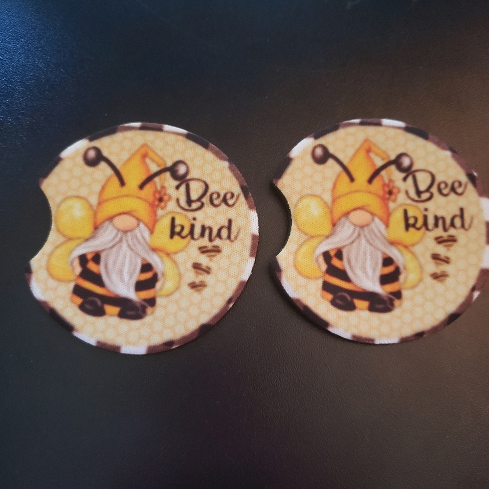 4/$20 Bee Kind Car Coasters
